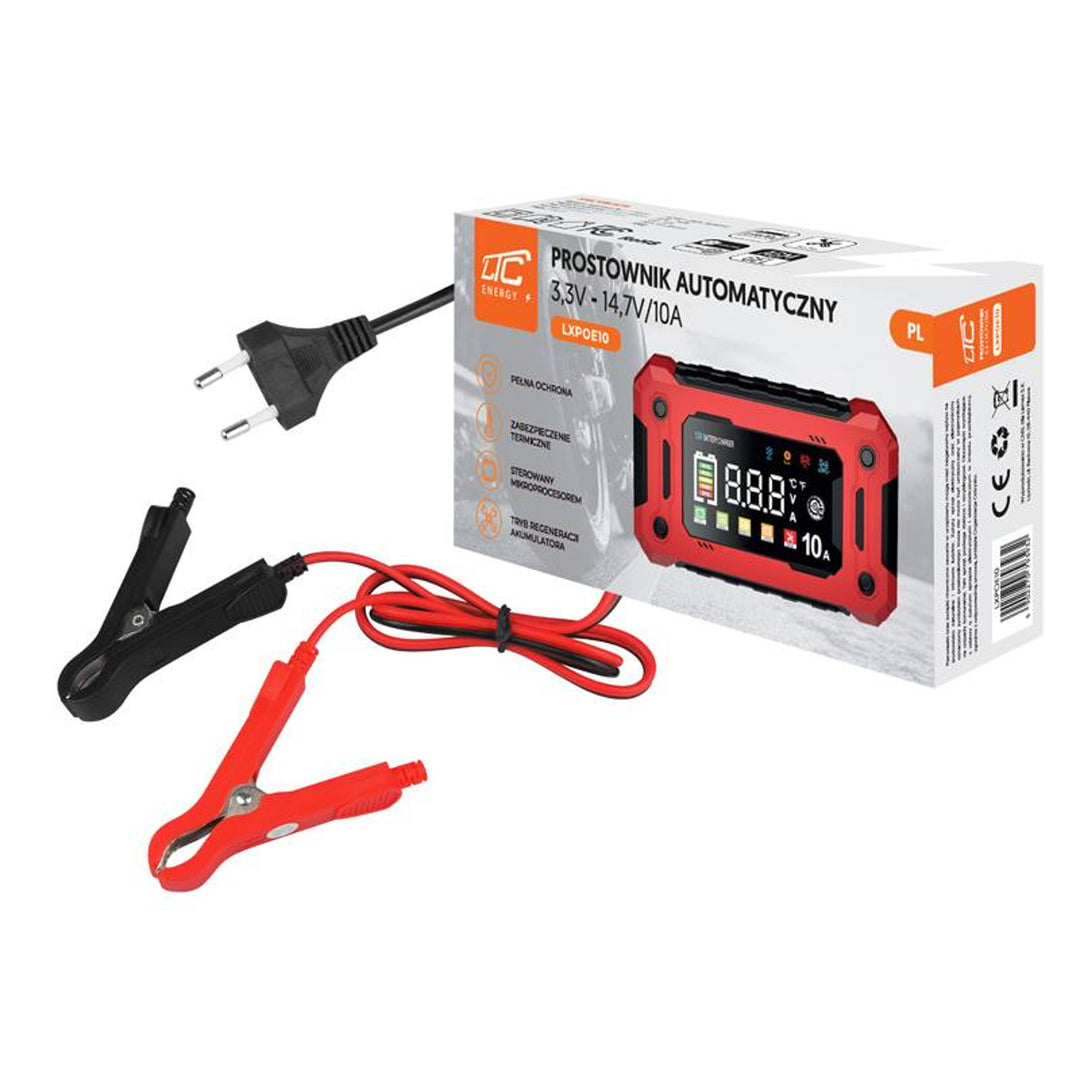 LTC Energy Batterij Gelijkrichter, 3,3-14,7V, 10A, AGM/GEL/LiFePO4, automatische modus, LXPOE10