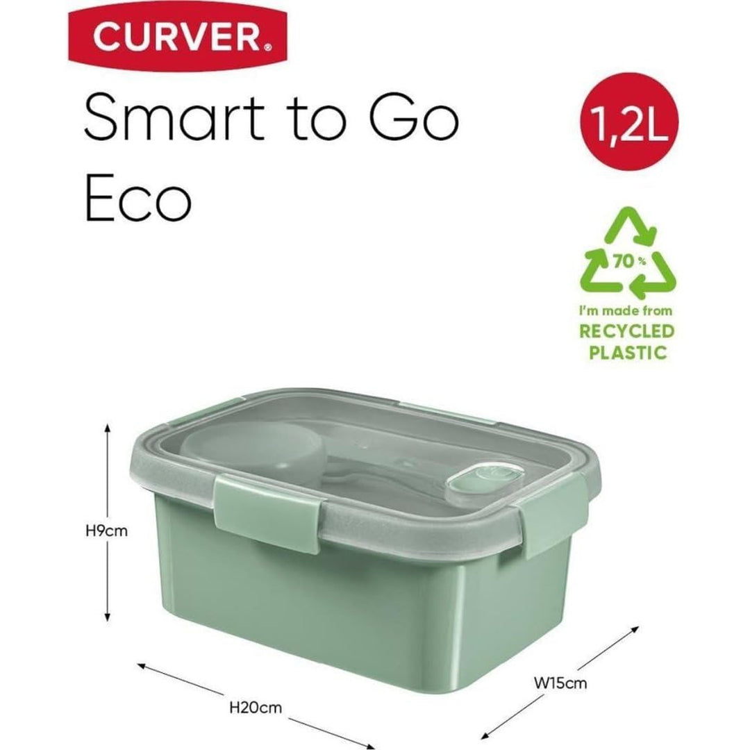 Curver Smart To Go Eco Lunchbox - 1,2 liter + Bestekset + Sauscup - Eco Groen