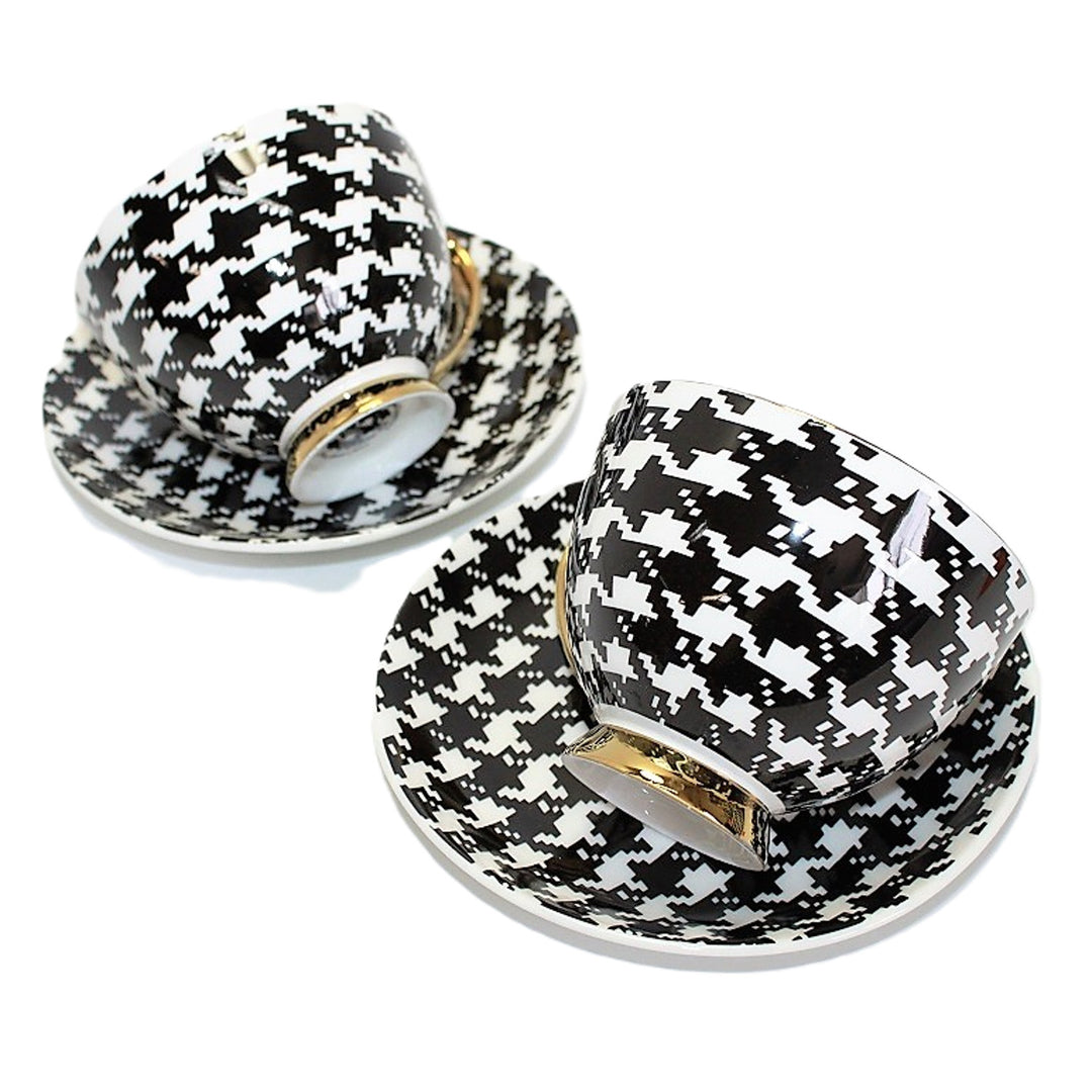 Espressokopjes 2+2 Pepite Goud Accenten Porselein, Queen Isabel