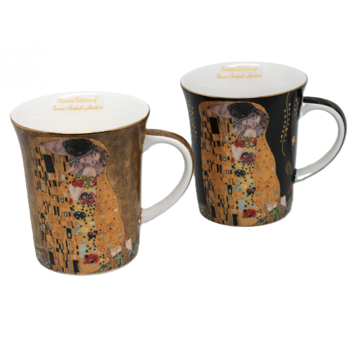 Gustav Klimt Kiss mokken zwart en bruin 400ml, Koningin Isabel