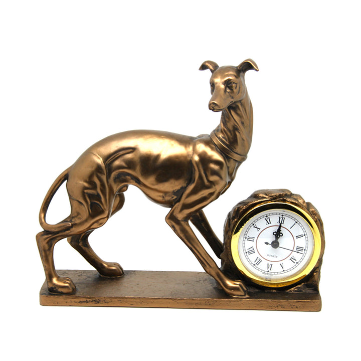 Queen Isabell - klok - Decoratieve staande klok hondenfiguur - golden greyhound