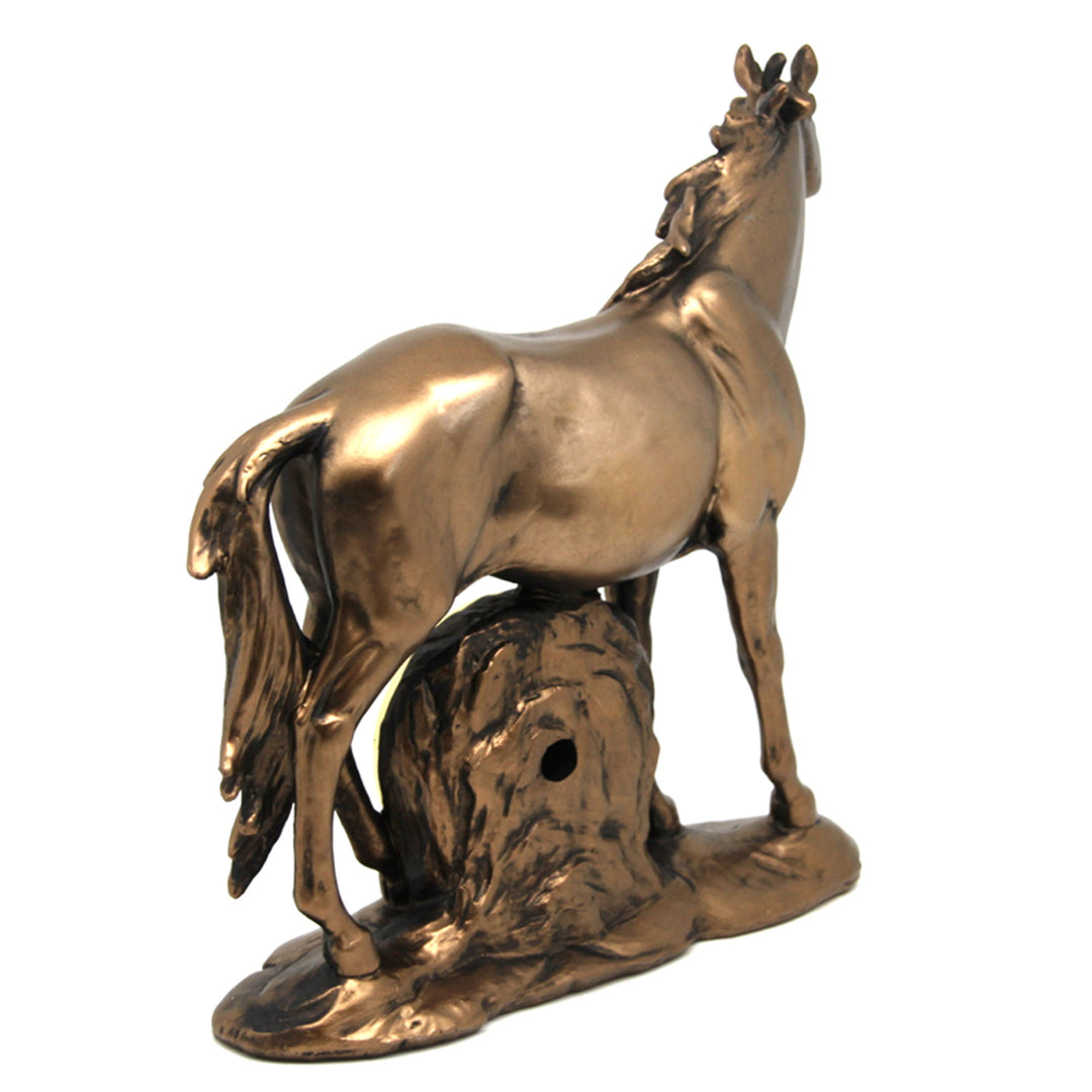 Staand paard beeldje, klok, bronzen decoratieve sculptuur, koningin Isabel