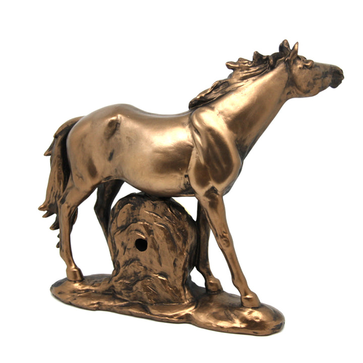 Staand paard beeldje, klok, bronzen decoratieve sculptuur, koningin Isabel