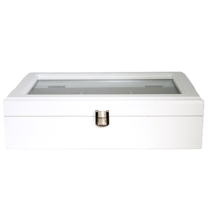 Queen Isabell - Sieradendoosje - houten vakjes en glazen deksel - Wit