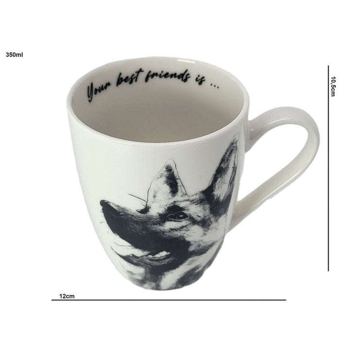 Koningin Isabel porseleinen mok, Duitse herder, 350ml, Q1-05232