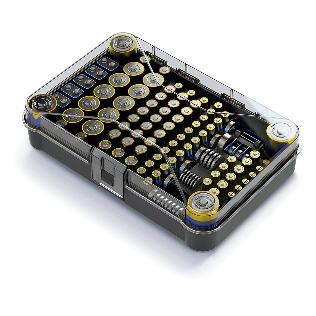 GreenBlue batterijhouder, transparant deksel, 115 vakjes, Varta Box GB189, 3 stuks