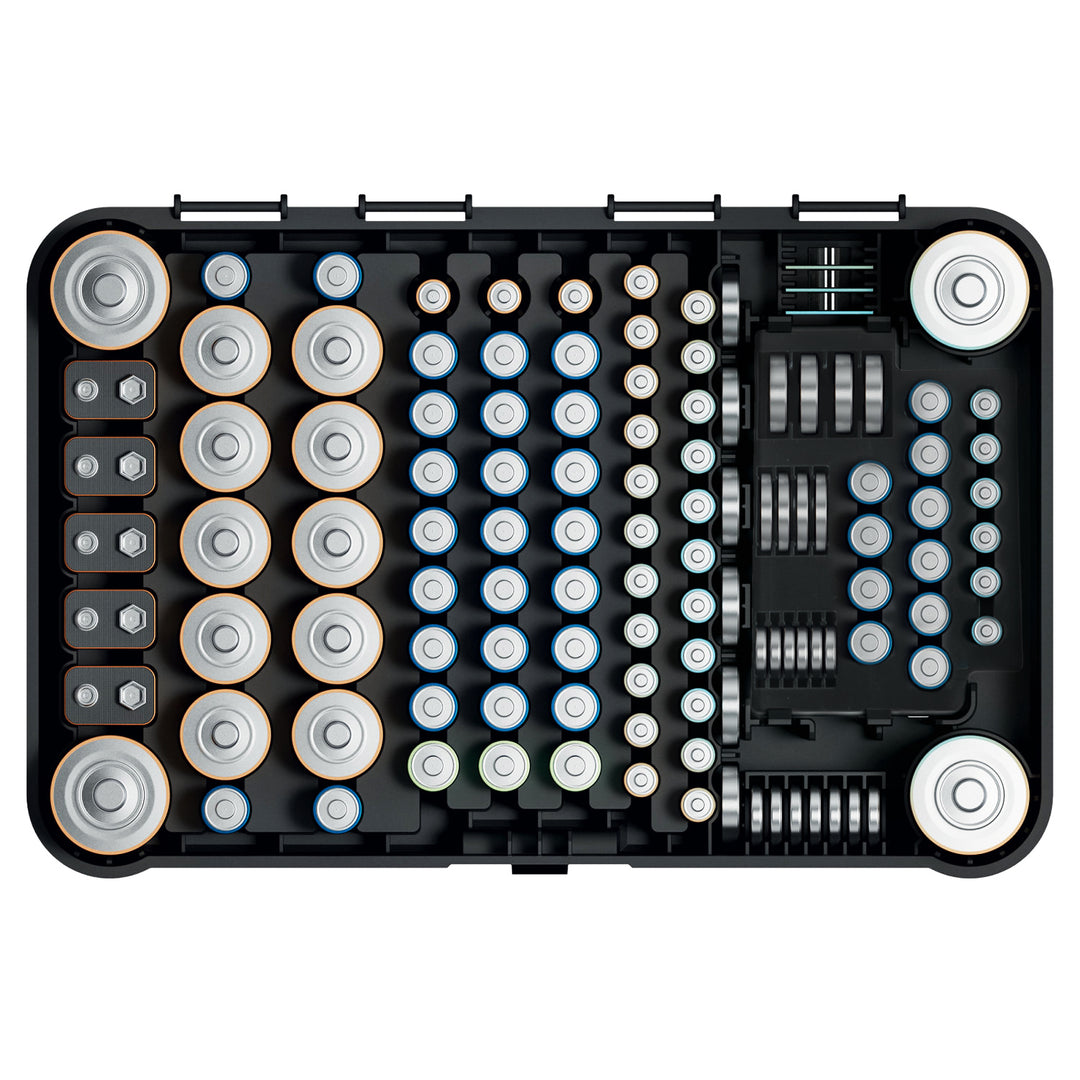 GreenBlue batterijhouder, transparant deksel, 115 vakjes, Varta Box GB189, 5 stuks