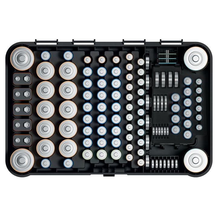 GreenBlue batterijhouder, transparant deksel, 115 vakjes, Varta Box GB189, 5 stuks