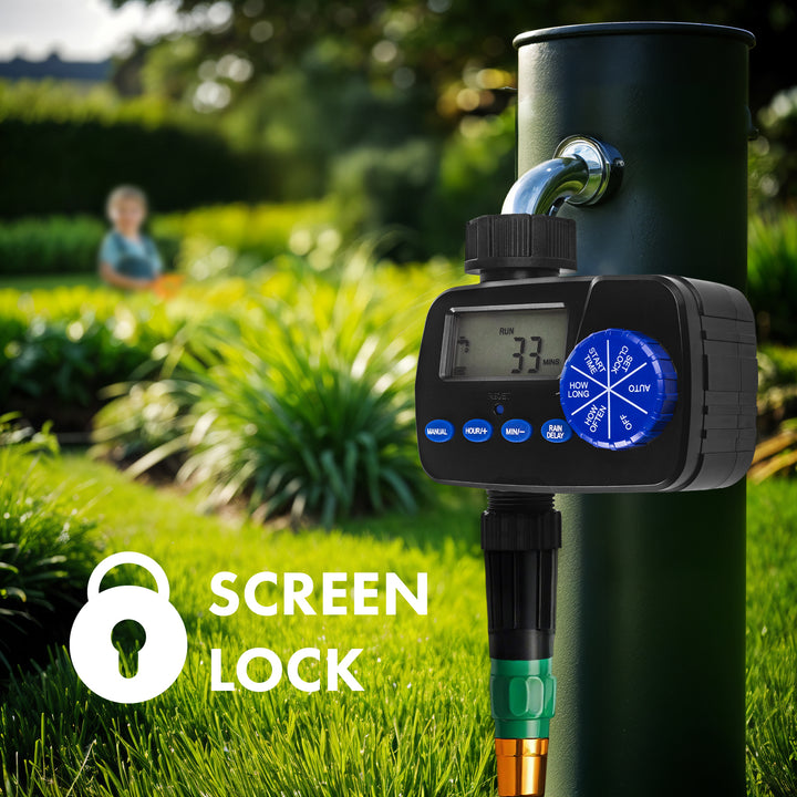 GreenBlue elektronische besproeiingscontroller, programmeur, voeding 2x1,5V AA, GB390 + 2x Varta Industrial alkaline AA-batterij