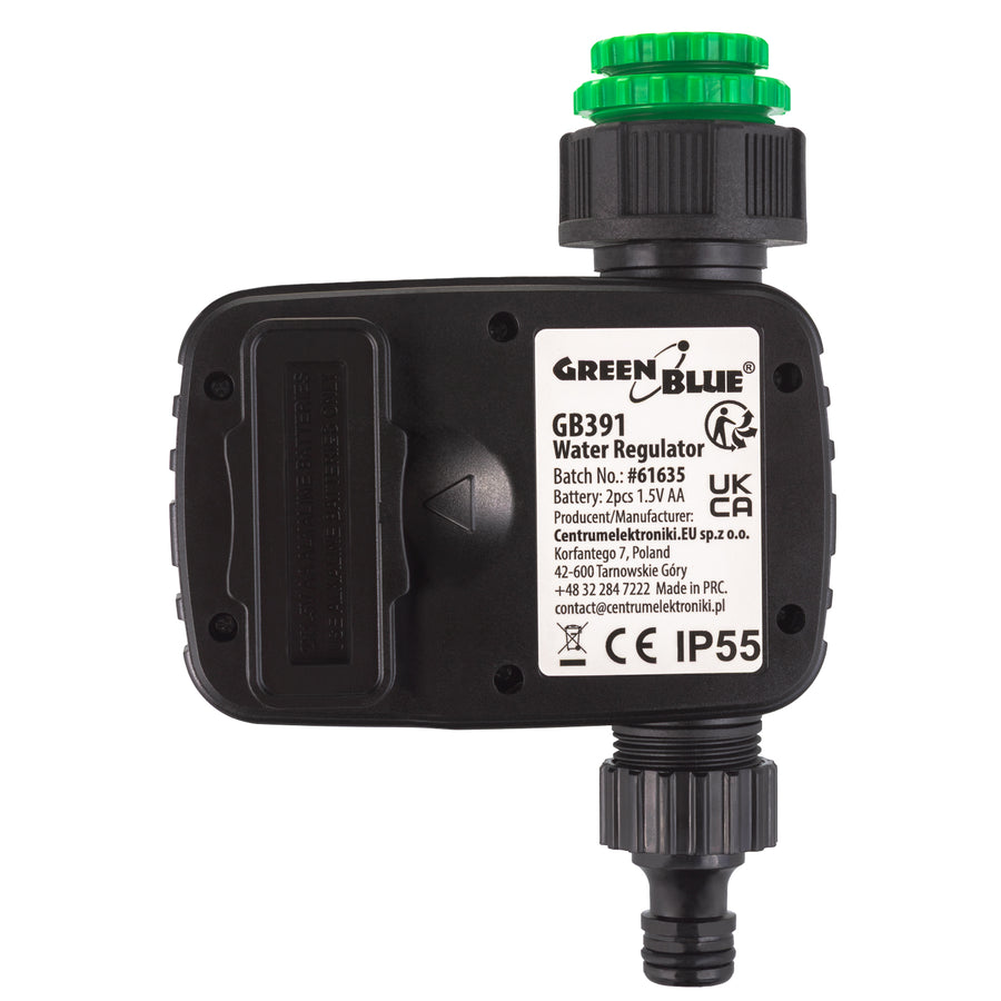 GreenBlue elektronische besproeiingscontroller, programmeur, voeding 2x 1,5V AA, GB391 + 2x Varta Industrial alkaline AA-batterijen