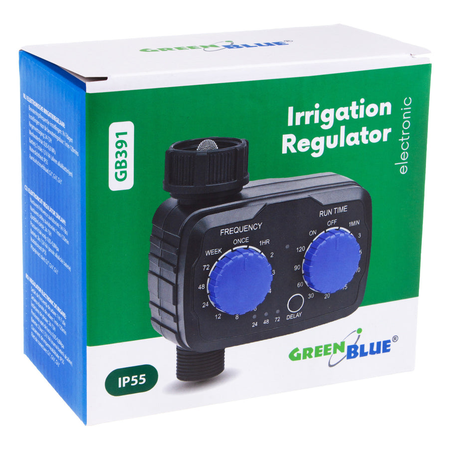 GreenBlue elektronische besproeiingscontroller, programmeur, voeding 2x 1,5V AA, GB391 + 2x Varta Industrial alkaline AA-batterijen