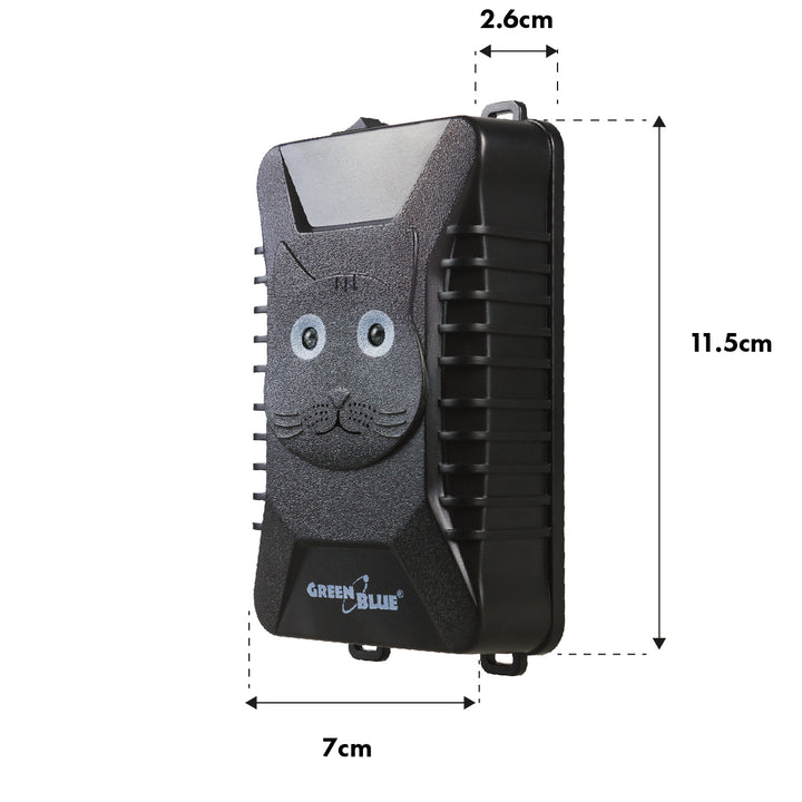 GreenBlue GB725 - Verjager met 4x AA batterij - Afschrikmiddel voor knaagdieren en marterachtigen met ultrasone en LED-verlichting - 18-36 kHz - 110 dB
