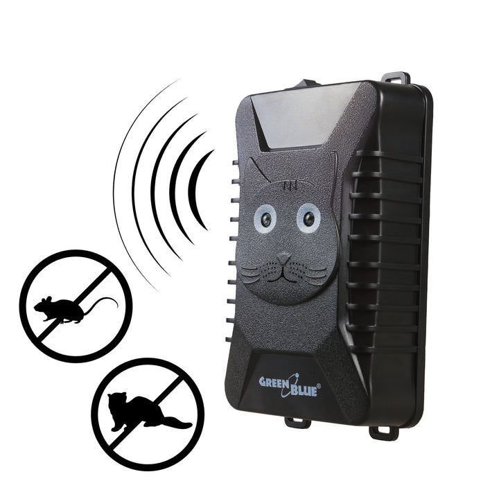 GreenBlue GB725 - Verjager met 4x AA batterij - Afschrikmiddel voor knaagdieren en marterachtigen met ultrasone en LED-verlichting - 18-36 kHz - 110 dB