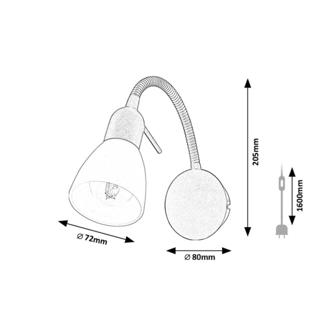 Rabalux wandlamp, spot, E14 fitting, IP20, zwart, Soma