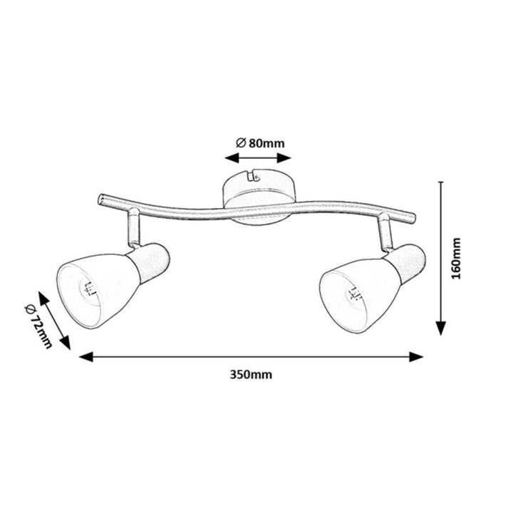 Rabalux plafondlamp, spot, 2x E14 fitting, IP20, zwart, Soma
