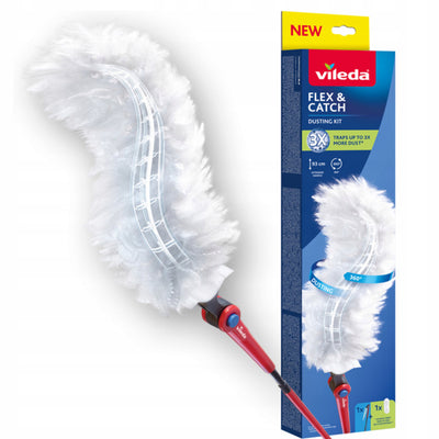 Vileda Flex&Catch Stofbezem, lange steel, 1 navulling inbegrepen, antislip, flexibele kop, 179434