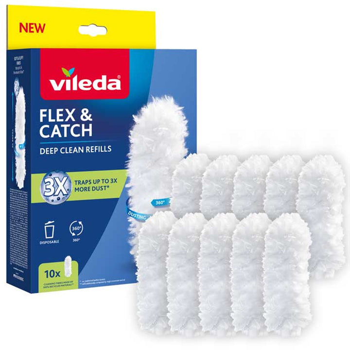 Vileda Flex&Catch stofbezem navullingen, 10 stuks, 100% gerecyclede vezels, 360° navulling