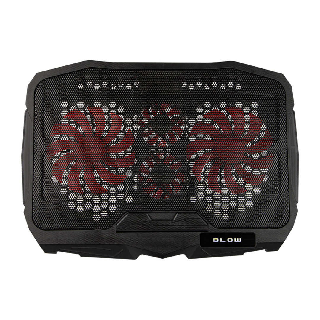 Blaas Hurricane laptop koelstandaard, vier ventilatoren, rode verlichting, ingebouwde USB-hub