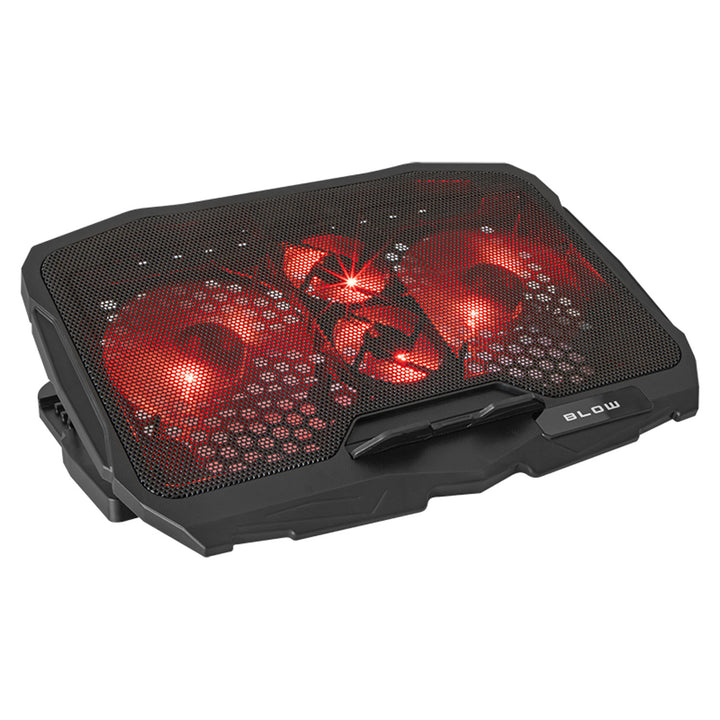 Blaas Hurricane laptop koelstandaard, vier ventilatoren, rode verlichting, ingebouwde USB-hub