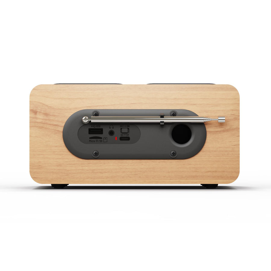 Draagbare radio van Blaupunkt, DAB+ digitale radio en FM-tuner, Bluetooth, hoofdtelefoonuitgang, USB- en microSD-speler, LCD-scherm, klok en alarmfunctie, voeding via oplaadbare USB-C-batterij, DR10CR