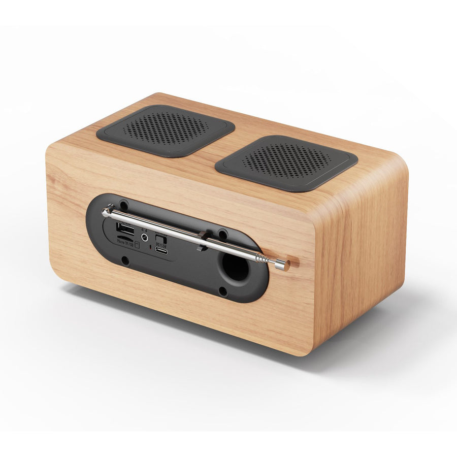 Draagbare radio van Blaupunkt, DAB+ digitale radio en FM-tuner, Bluetooth, hoofdtelefoonuitgang, USB- en microSD-speler, LCD-scherm, klok en alarmfunctie, voeding via oplaadbare USB-C-batterij, DR10CR