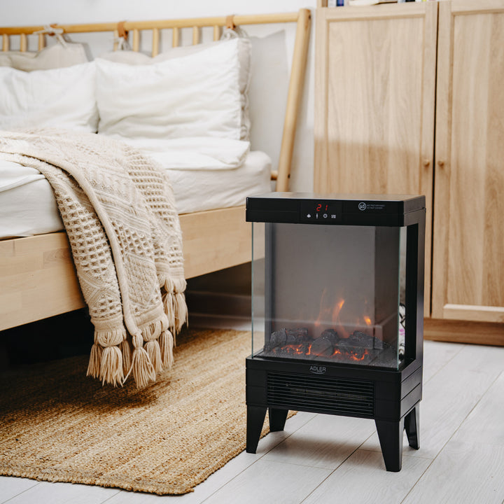 LED elektrische haard met afstandsbediening, 2 verwarmingsvermogens 1000W/2000W, thermostaat, Adler AD 7755
