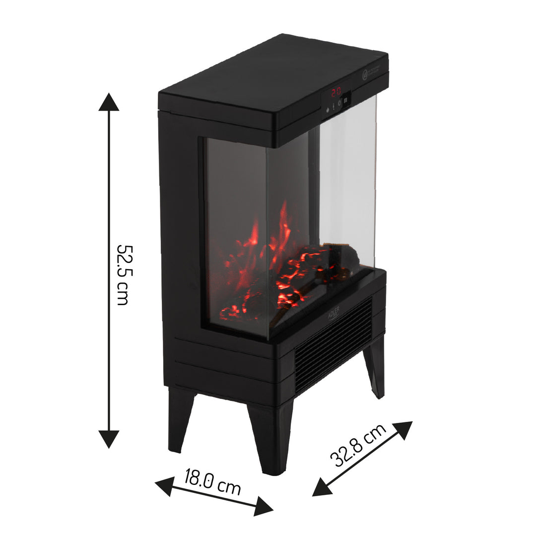 LED elektrische haard met afstandsbediening, 2 verwarmingsvermogens 1000W/2000W, thermostaat, Adler AD 7755