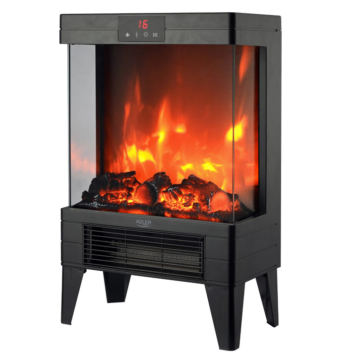 LED elektrische haard met afstandsbediening, 2 verwarmingsvermogens 1000W/2000W, thermostaat, Adler AD 7755