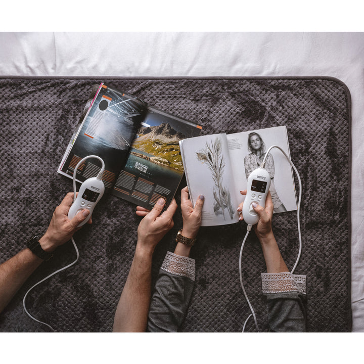 Camry elektrische deken, voor 2 personen, afmetingen 150x160cm, 8 verwarmingsstanden, vermogen 2 x 60W, grijs, CR 7417