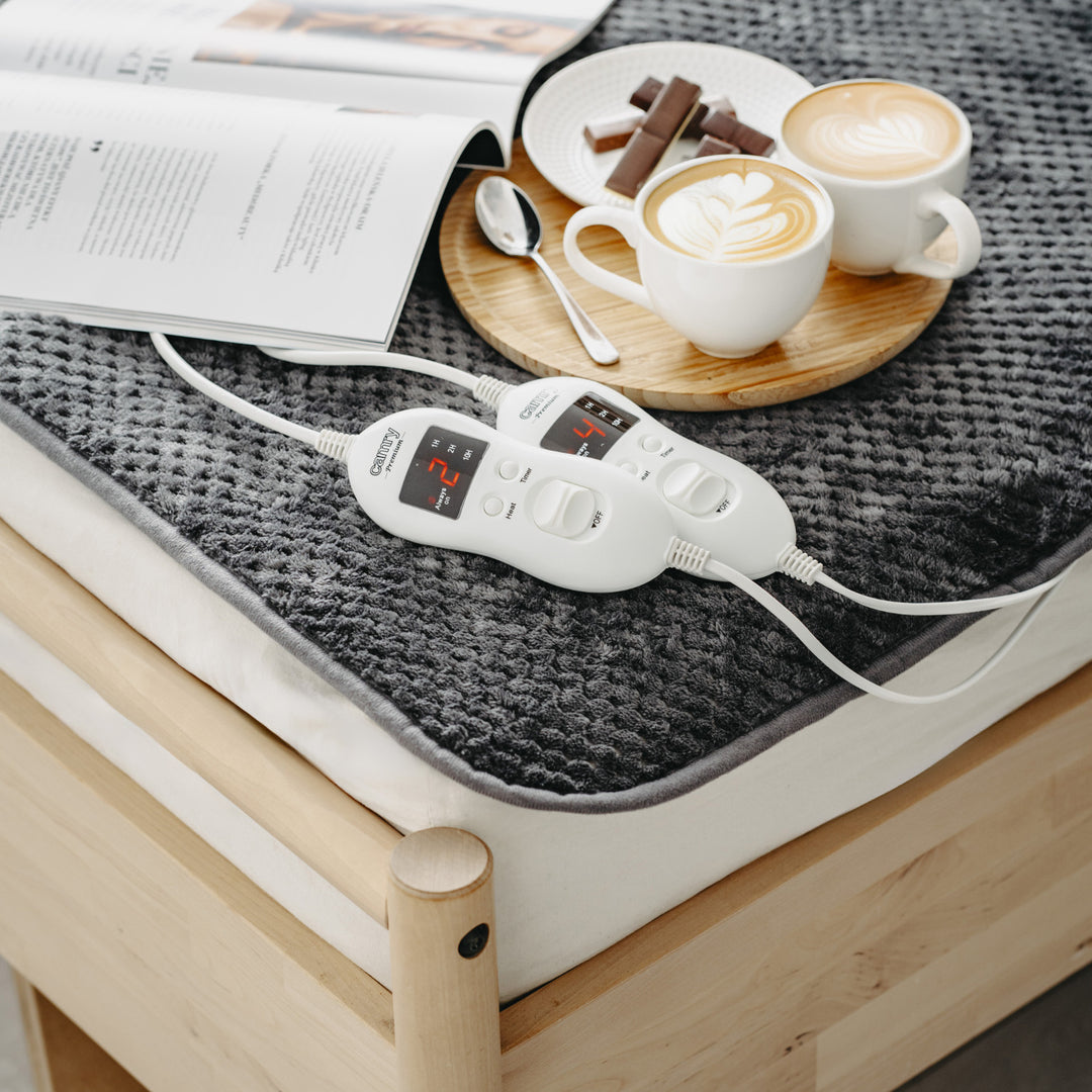 Camry elektrische deken, voor 2 personen, afmetingen 150x160cm, 8 verwarmingsstanden, vermogen 2 x 60W, grijs, CR 7417