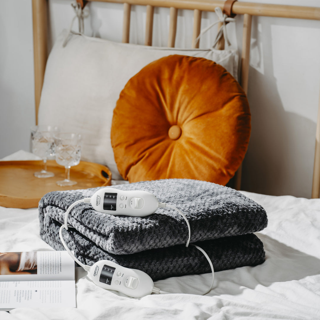 Camry elektrische deken, voor 2 personen, afmetingen 150x160cm, 8 verwarmingsstanden, vermogen 2 x 60W, grijs, CR 7417