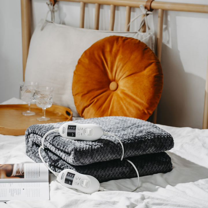 Camry elektrische deken, voor 2 personen, afmetingen 150x160cm, 8 verwarmingsstanden, vermogen 2 x 60W, grijs, CR 7417