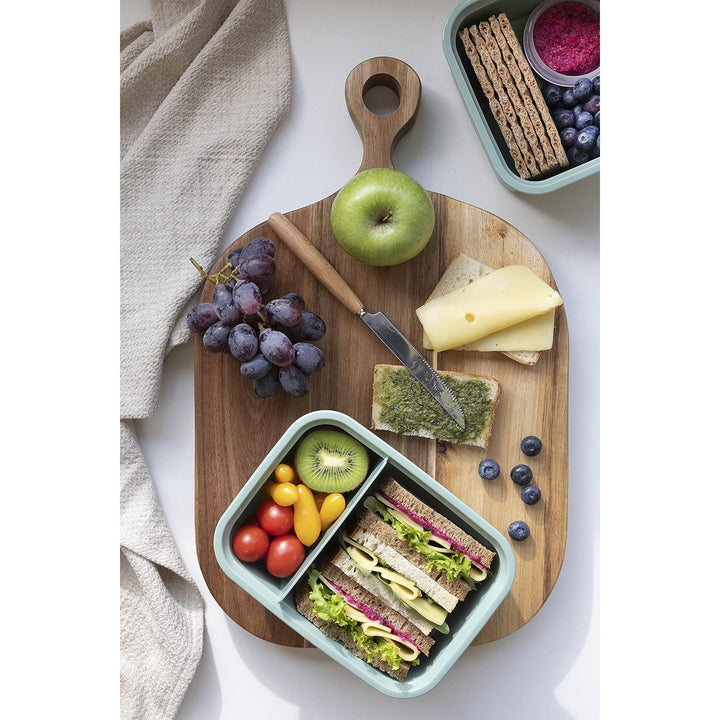 Dual Curver voedselcontainer, lekvrij deksel, ventiel in deksel, 100% gerecycled, kan gebruikt worden in magnetron, twee compartimenten 0,6L + 0,3L, 250000