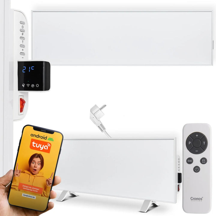 Cronos infraroodverwarming, 330W, wit, allergievriendelijk, ultradun, mat oppervlak, verwarmt een oppervlak tot 12m2, Synthelith PRO CRP-330TWP Wit
