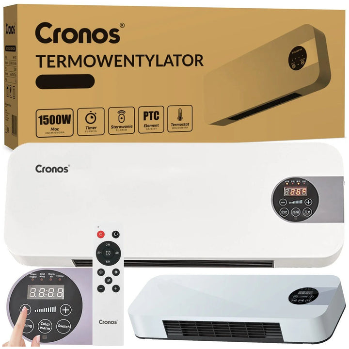 Cronos ventilator luchtgordijn, 1500W, laag stroomverbruik, brede uitblaashoek, afstandsbediening, HFH-201
