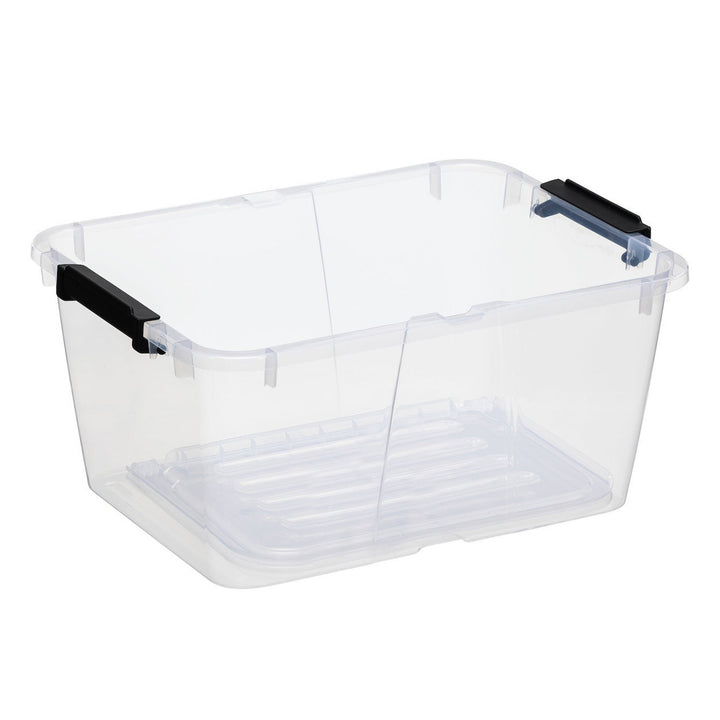 Plast Team Home Box Flex 15L dubbele dekselcontainer, klapdeksel, veiligheidsclips, transparant, 23010800