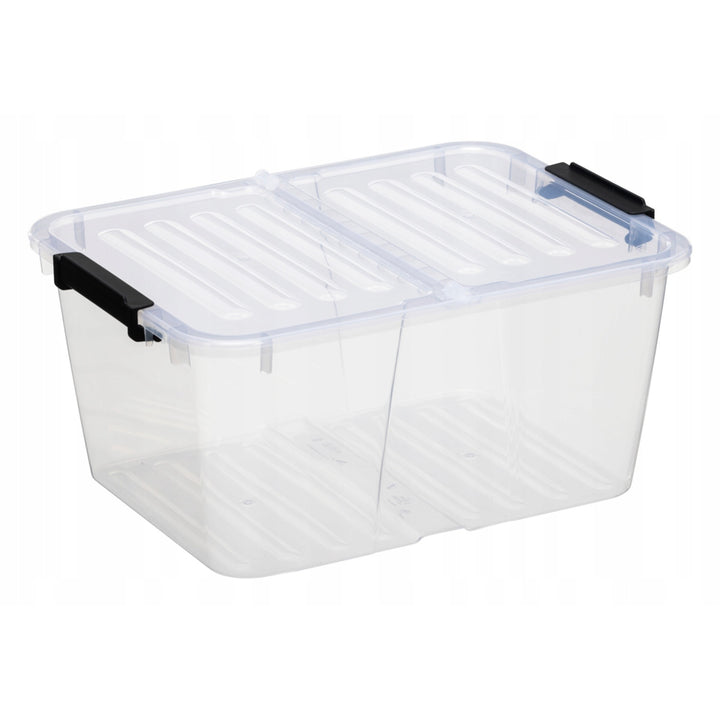 Plast Team Home Box Flex 15L dubbele dekselcontainer, klapdeksel, veiligheidsclips, transparant, 23010800