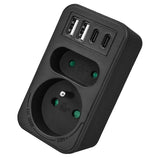Maclean contactdoos x2 + 4xUSB, splitter met 2 contactdozen, 2xUSB A, 2xUSB C PD 20W, 1x16A + 1x6A, MCE249 F/B, 3 stuks