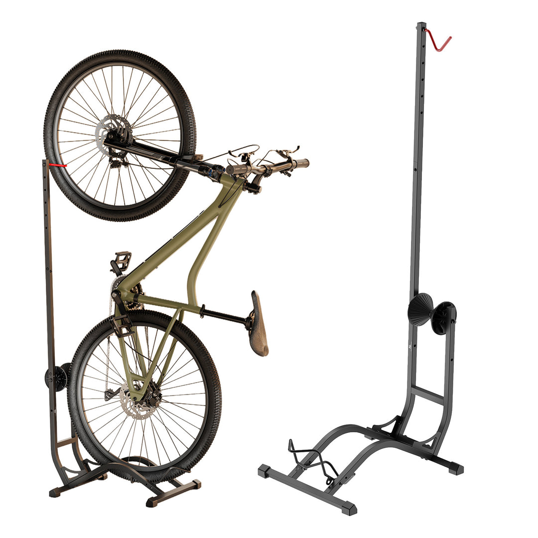 Maclean fietsstandaard, vrijstaand, horizontaal/verticaal, voor het stallen van fietsen, staal, max. belasting 35 kg, MC-170