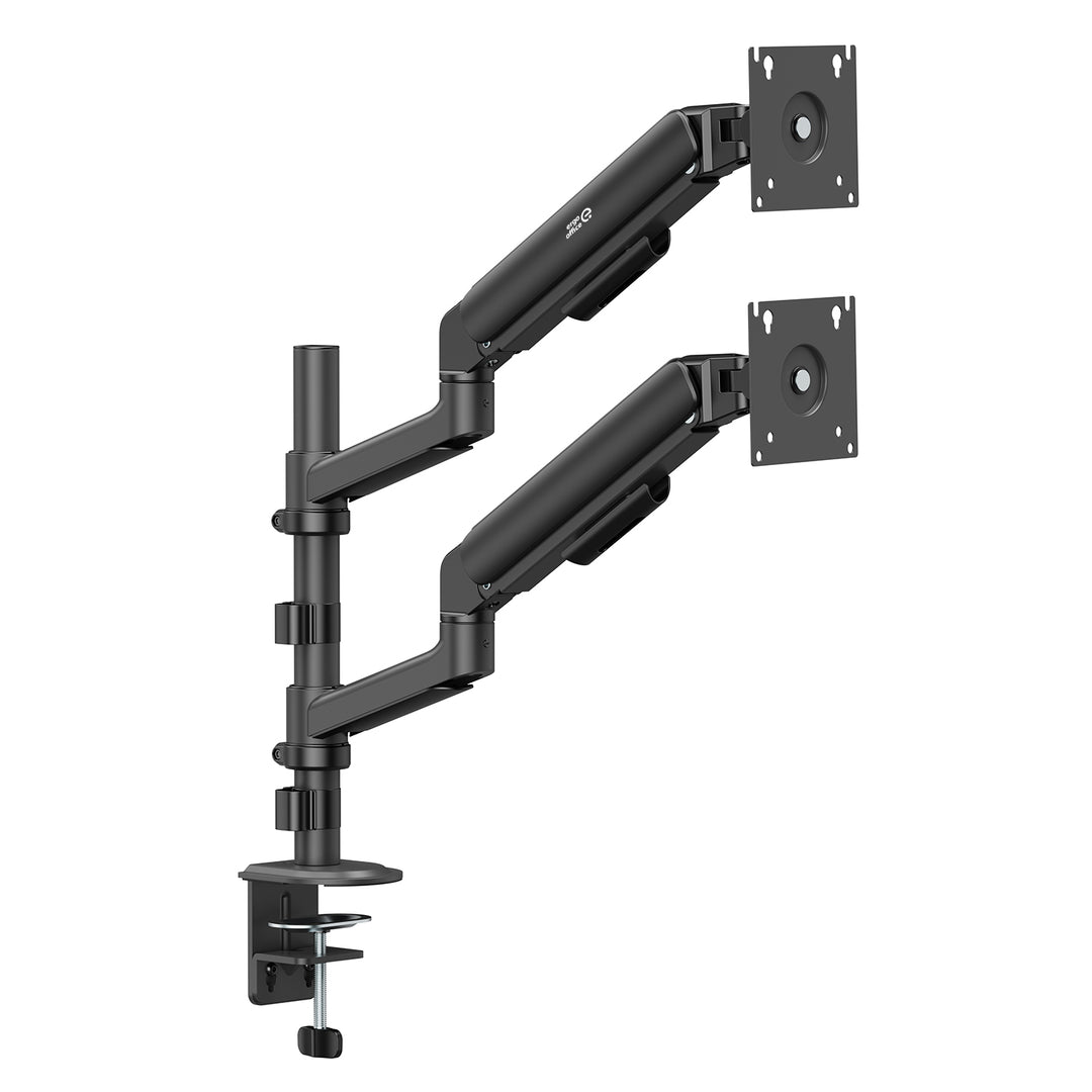 Ergo Office-houder/beugel voor 2 beeldschermen, gasveer, 17"-32", 1-10 kg, matzwart, ER-692 B