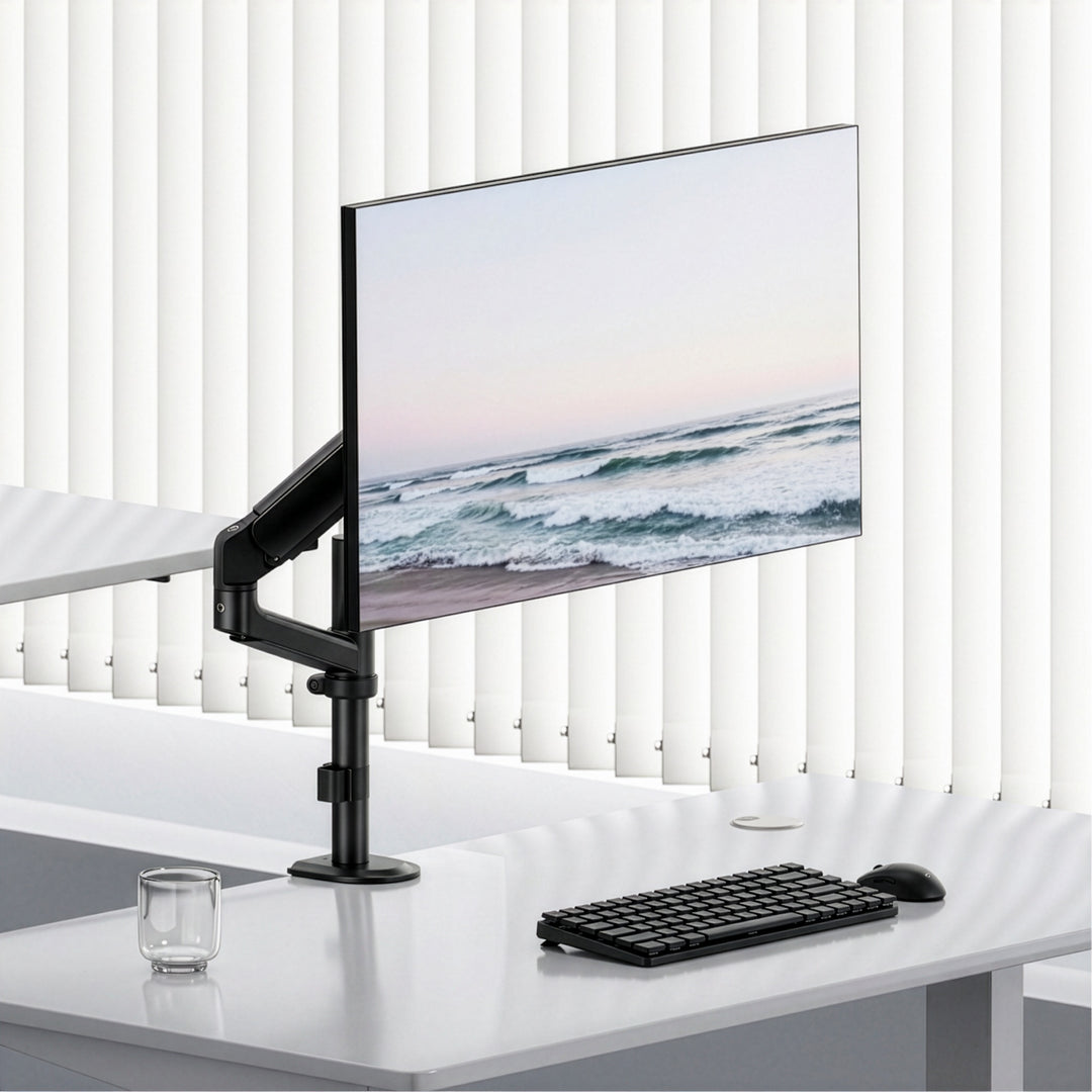 Ergo Office-monitorbeugel/hanger, gasveer, 17"-32", 1-10 kg, matzwart, max. VESA 100x100, ER-691 B