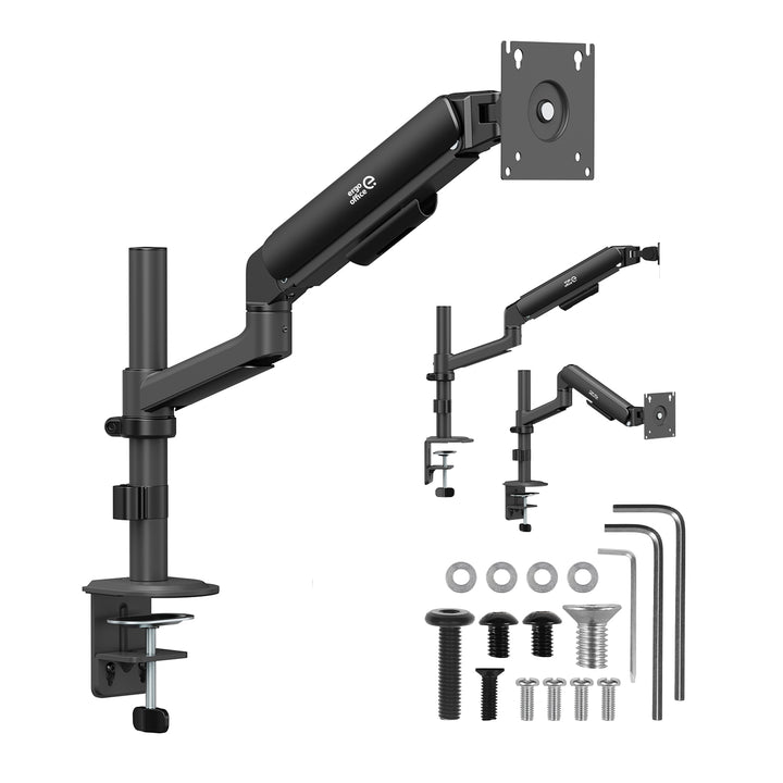 Ergo Office-monitorbeugel/hanger, gasveer, 17"-32", 1-10 kg, matzwart, max. VESA 100x100, ER-691 B