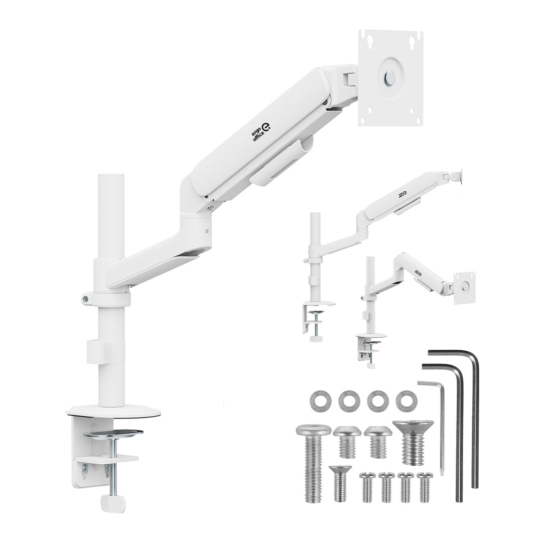 Ergo Office-monitorhouder/-beugel, gasveer, 17"-32", 1-10 kg, matwit, max. VESA 100x100, ER-691 W
