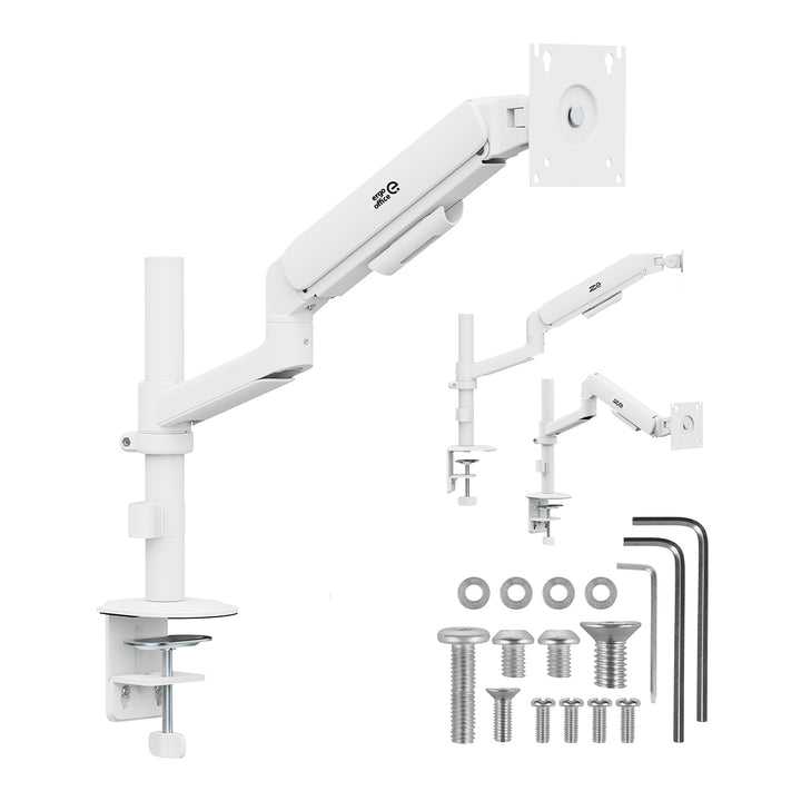 Ergo Office-monitorhouder/-beugel, gasveer, 17"-32", 1-10 kg, matwit, max. VESA 100x100, ER-691 W