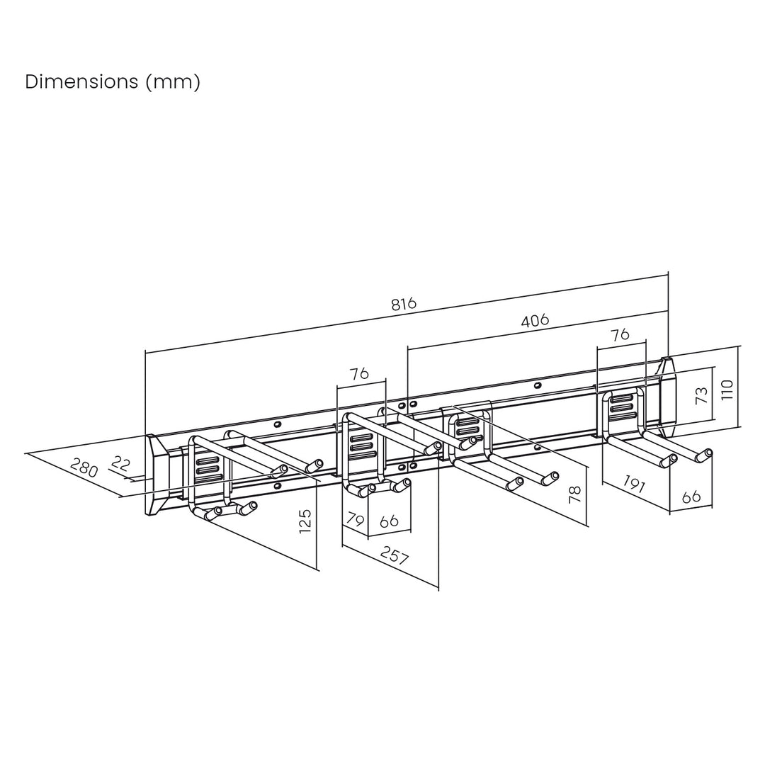 Maclean wandrek voor gereedschap, van staal, max. draagvermogen 136 kg, breedte 816 mm, MC-178