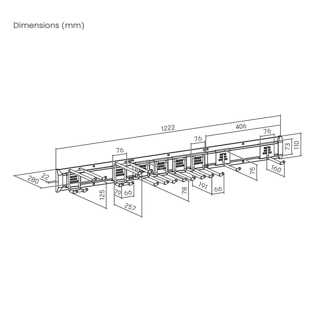 Maclean wandrek voor gereedschap, van staal, max. belasting 228 kg, breedte 1222 mm, MC-179