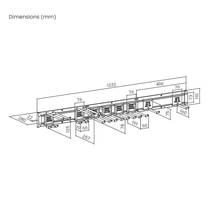 Maclean wandrek voor gereedschap, van staal, max. belasting 228 kg, breedte 1222 mm, MC-179