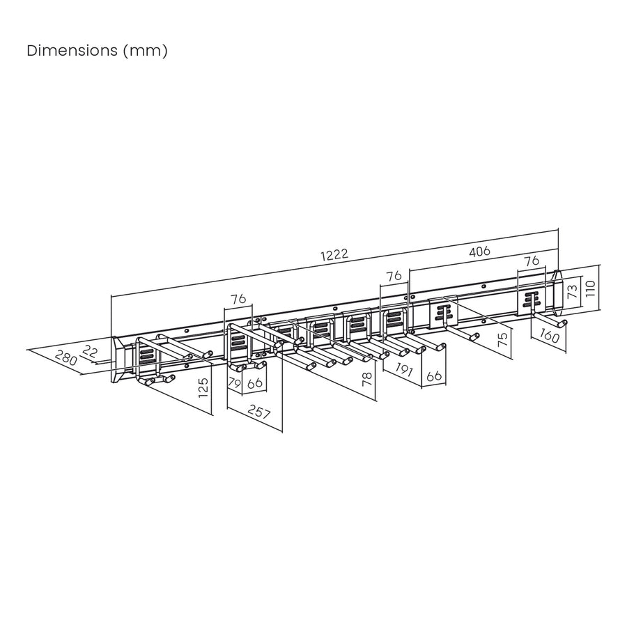 Maclean wandrek voor gereedschap, van staal, max. belasting 228 kg, breedte 1222 mm, MC-179
