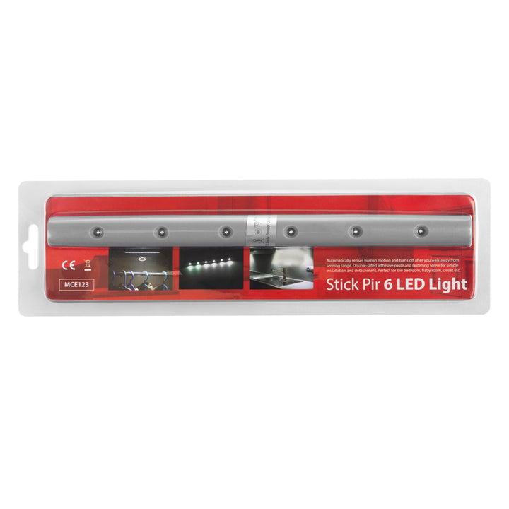 Maclean 6LED keukenlamp voor onder een kastje, langwerpig, met bewegingssensor, 5xAA, MCE123 + 5x AAA alkalinebatterij Varta Industrial