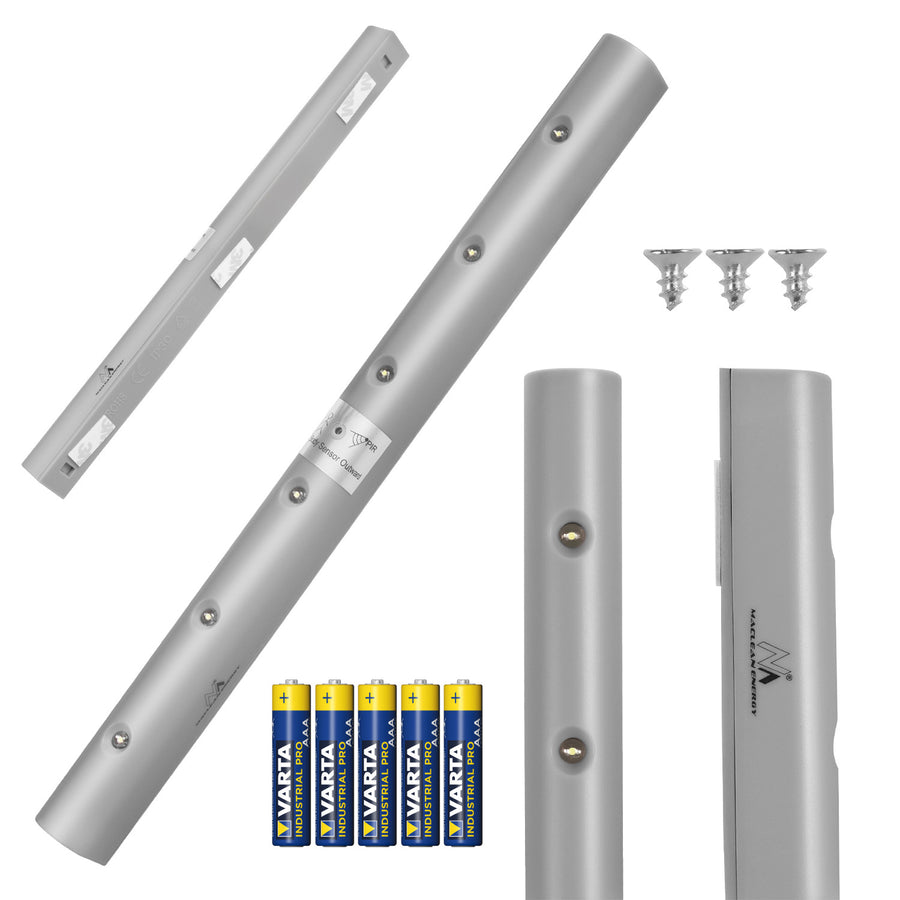 Maclean 6LED keukenlamp voor onder een kastje, langwerpig, met bewegingssensor, 5xAA, MCE123 + 5x AAA alkalinebatterij Varta Industrial